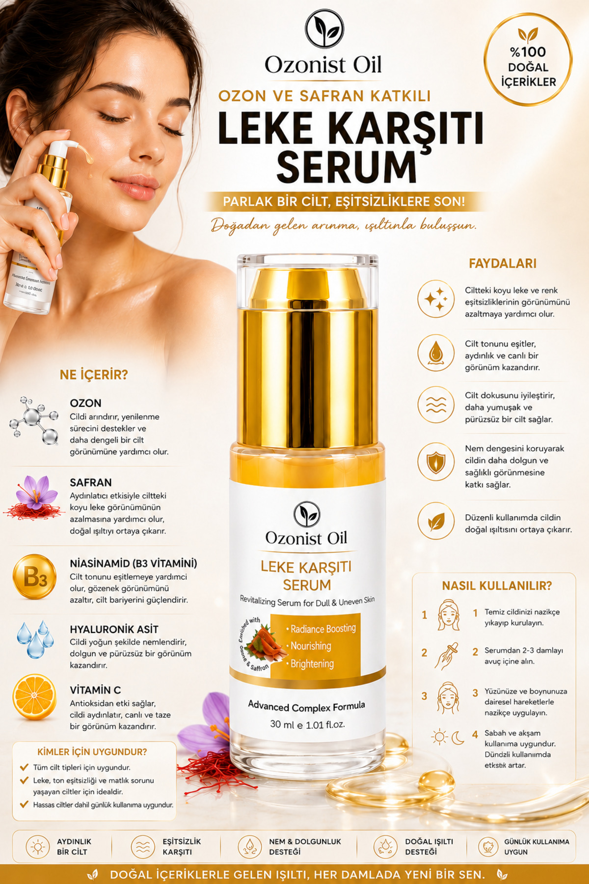 Safran Özlü Cilt Tonu Eşitleyici Bakım Serumu Ozonist Oil — 800 08 08 — تصویر 2 از 5