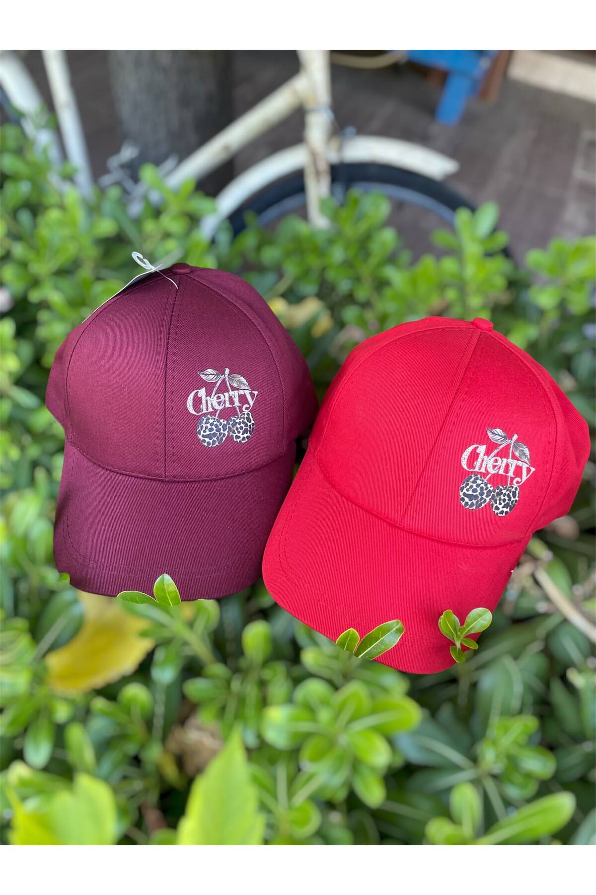 sf collection Cherry Baskılı Kadın Spor Şapka - Ayarlanabilir Pamuklu Cap görsel 5