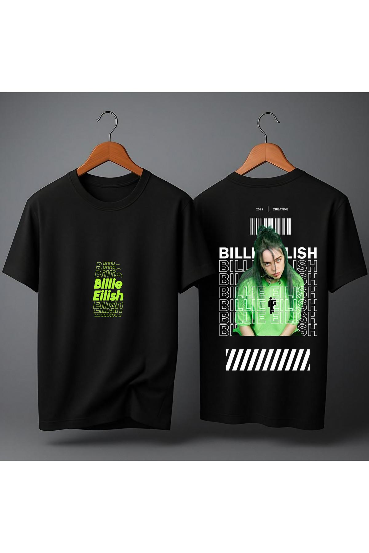 MAGORS Billie Eilish SIRT BASKILI Oversize Unisex Tişört Bisiklet