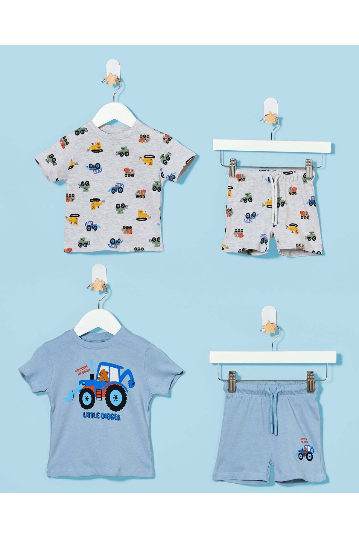 REDTAG Infant Boys Digger Print Pyjamas Set (4-Piece)