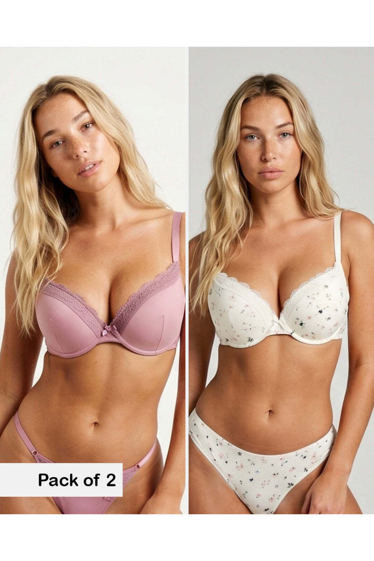 REDTAG Women Printed and Solid Push-Up Bras (Pack of 2)
