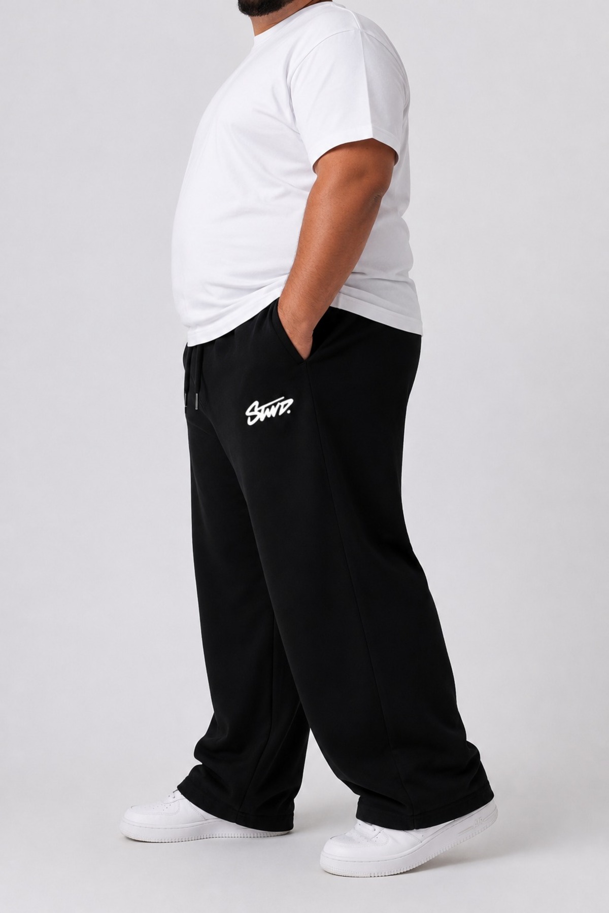 ZAVIXO Erkek Büyük Beden Wide Leg Eşofman Altı %100 Pamuk Oversize Rahat Kalıp Bol Paça Günlük Pantolon görsel 2