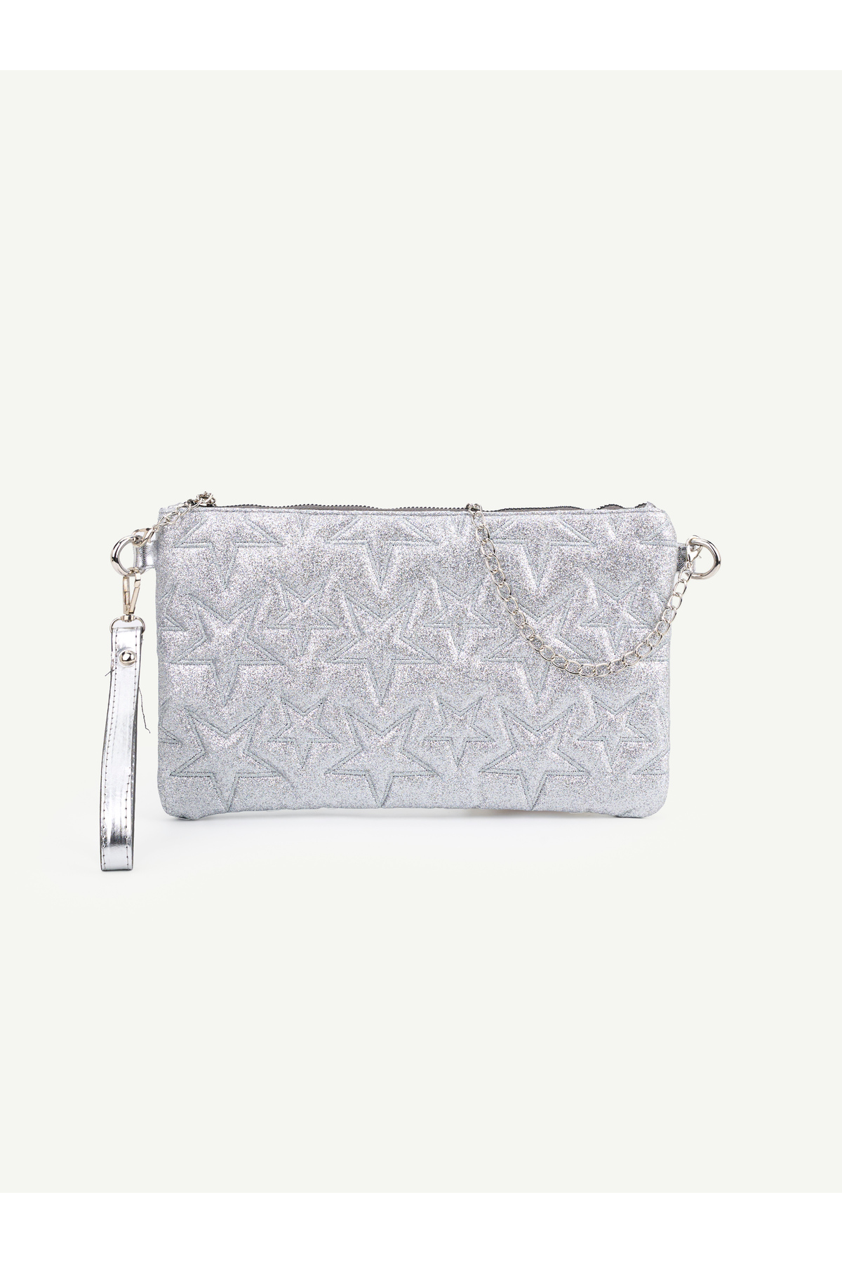 Kadın Yıldız Nakış İşlemeli Portföy El Çantası Bilek Askılı Saten Astarlı Clutch Çanta
