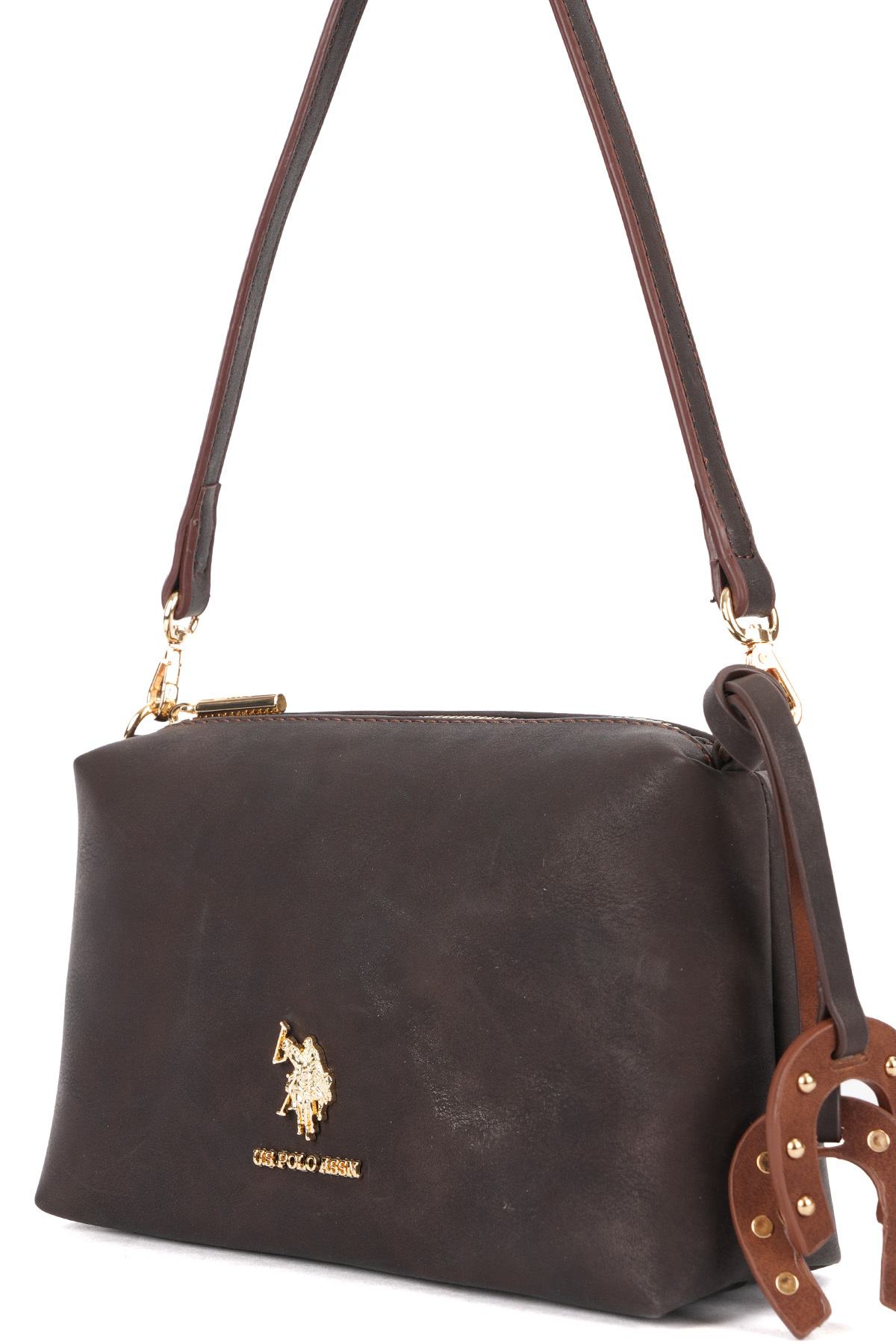 کیف دوشی زنانه قهوه‌ای U S POLO ASSN مدل US26626 — 2