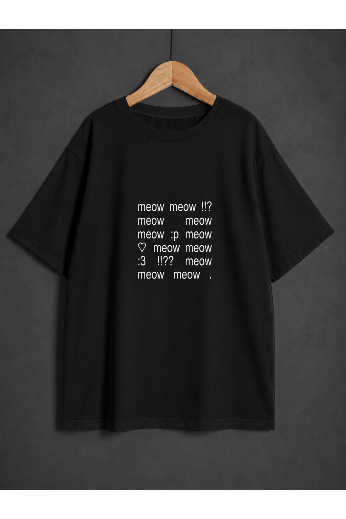 ZİYMO KADIN Y2K MEOW MEOW YAZILI OVERSİZE TSHİRT