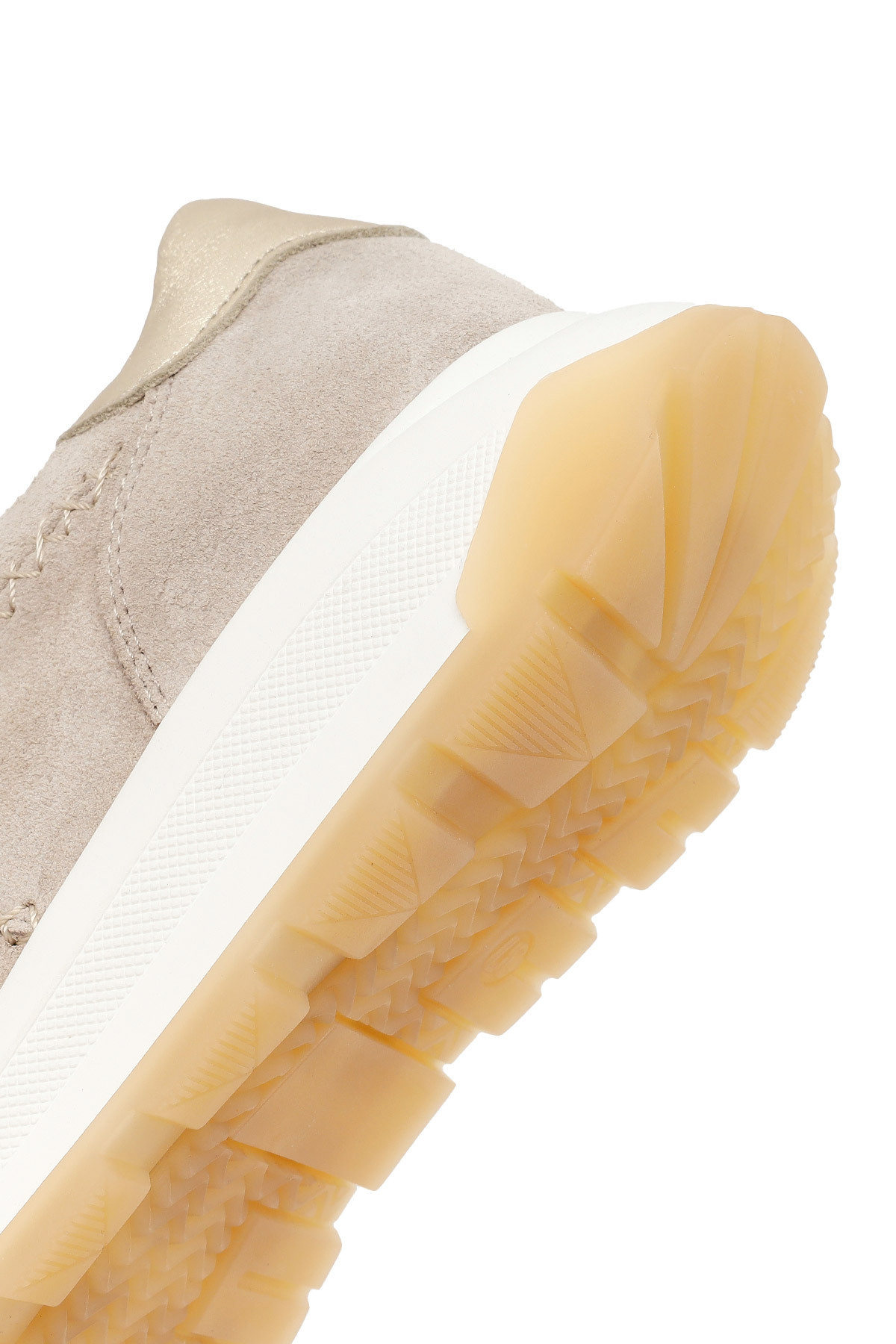 Derimod Kadın Bej Bağcıklı Kalın Tabanlı Süet Deri Sneaker 26SFD371810 görsel 8