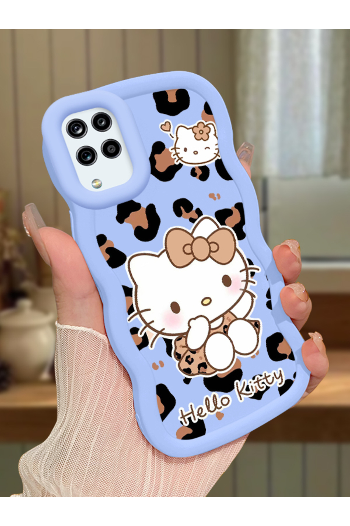 Samsung Galaxy M12 Compatible Case camera protector Blue Silicone Couple Phone Case Kitty Pattern