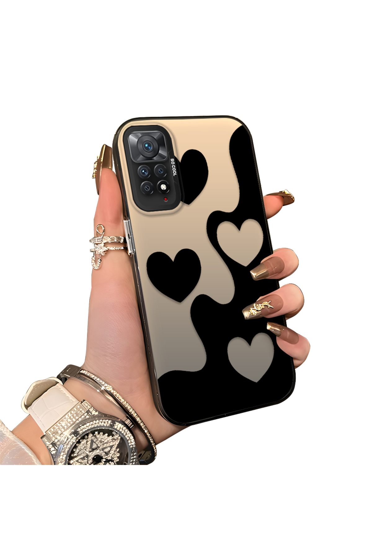 Redmi Note 11 Pro 5G Compatible Silicone Edge Hard Back Case Couple Phone Case Heart Pattern