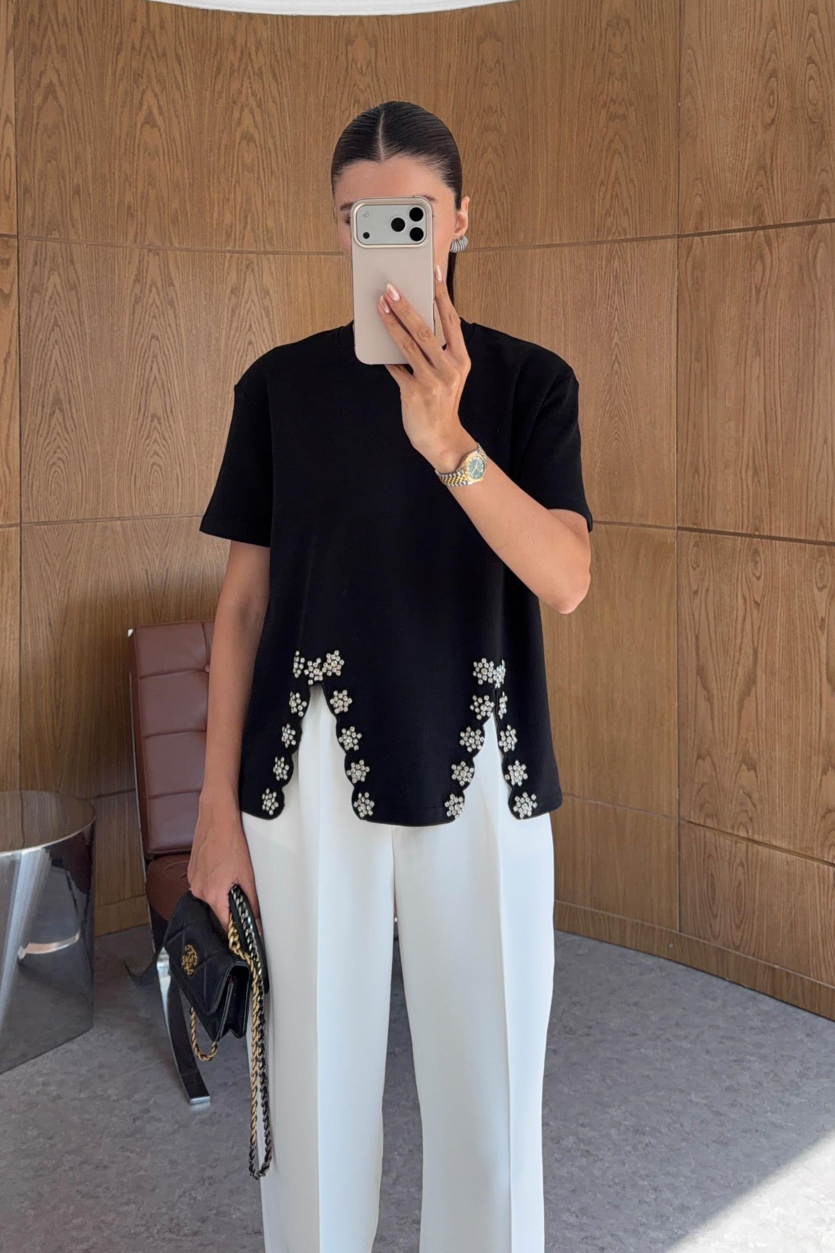 My Blog Black Stone Slit Tshirt - 261138