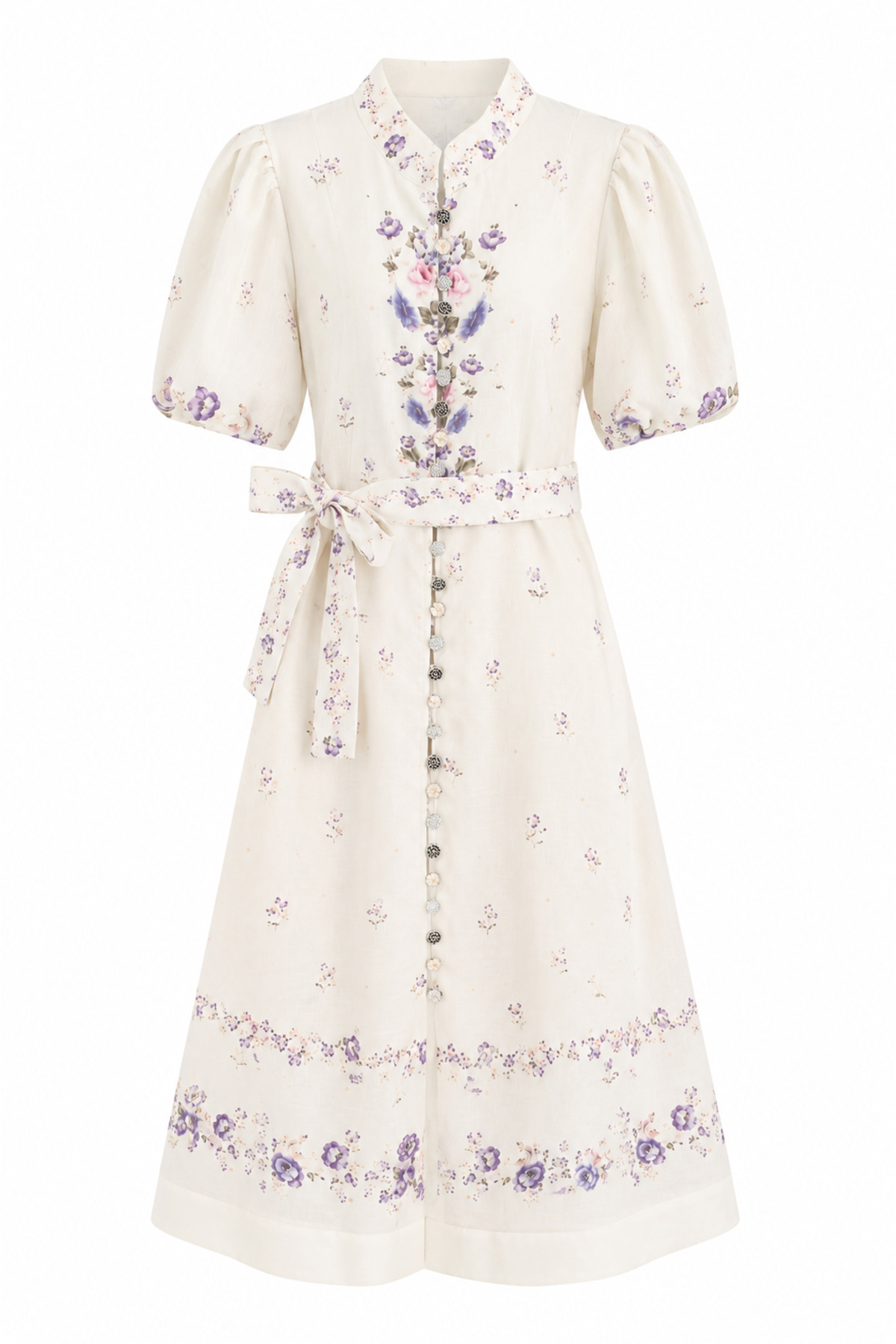 HAZELANNA Hakim Collar Belted Purple Floral Maxi Dress