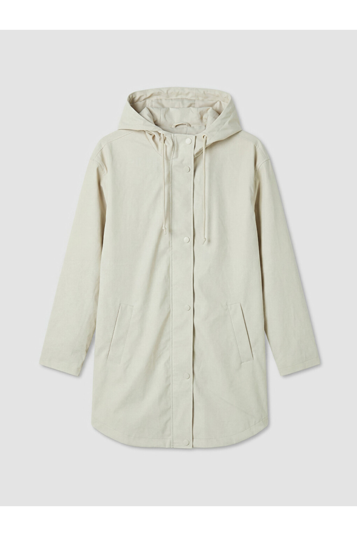 LC Waikiki LCW Modest Bej Kapüşonlu Kadın Yağmurluk görsel 5