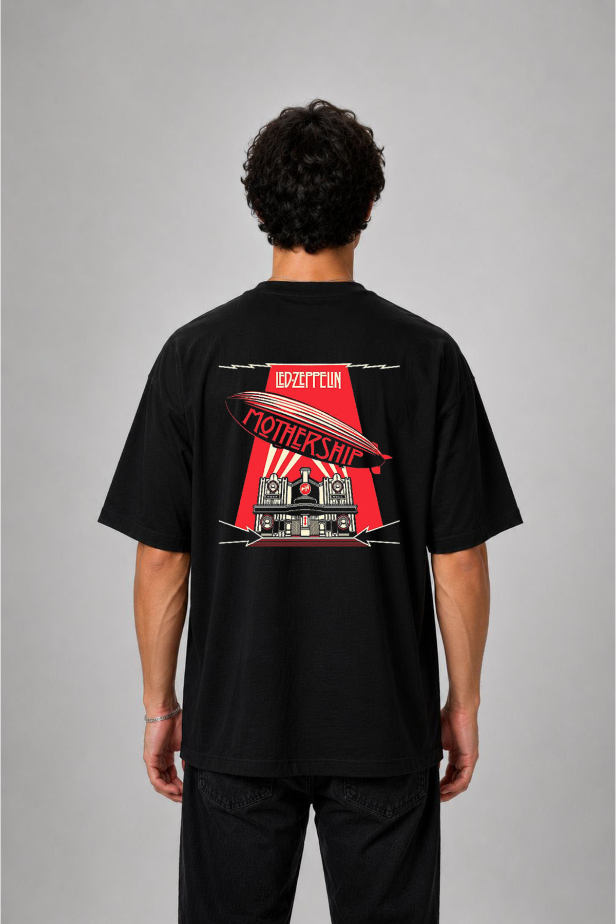 cesita Led Zeppelin Music Band Printed Cotton Black T-Shirt