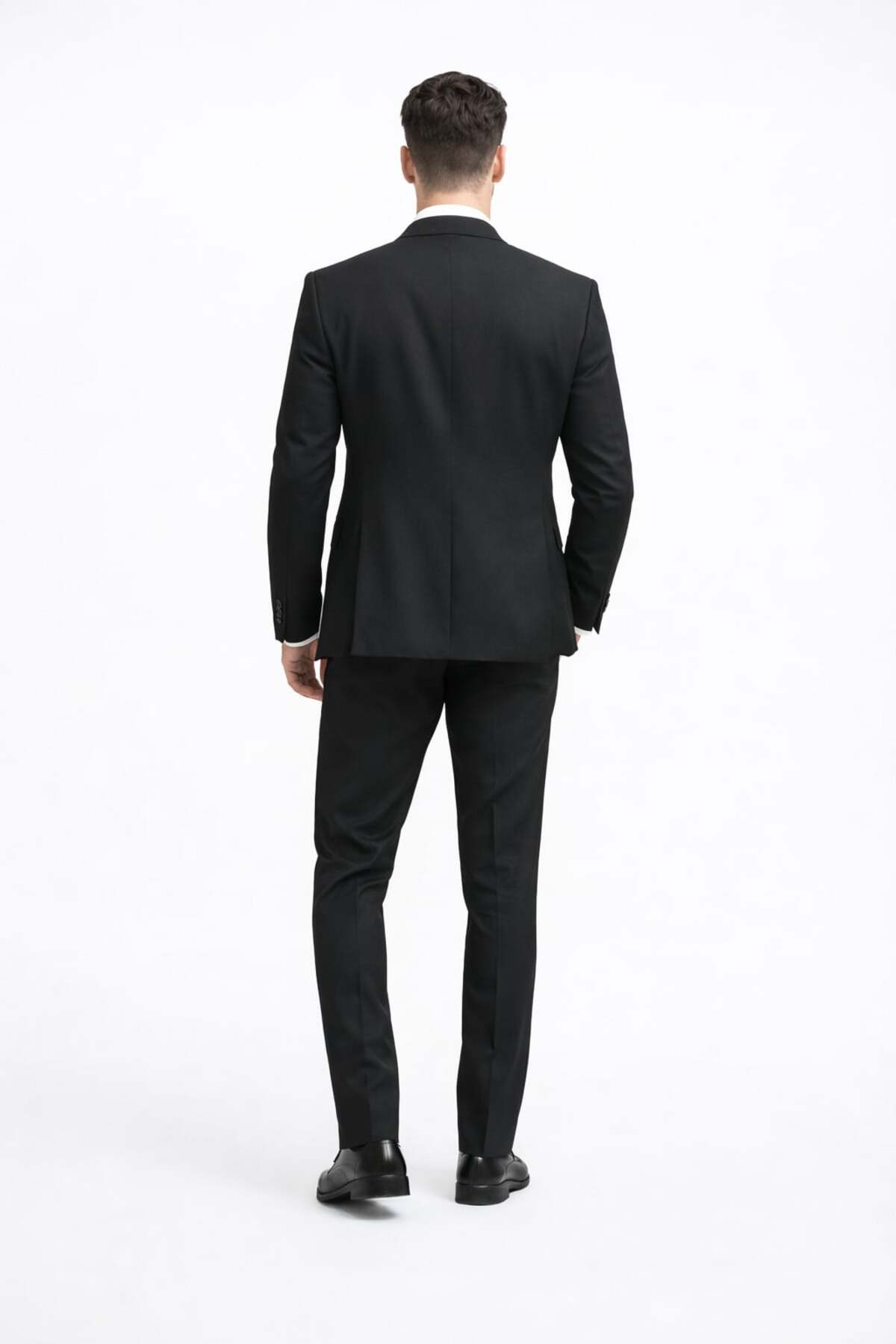 کت و شلوار پارچه ای Slimfit مردانه با جلیقه 3011 — مشکی E25MÖZSRN3011TKM — تصویر 5 از 5
