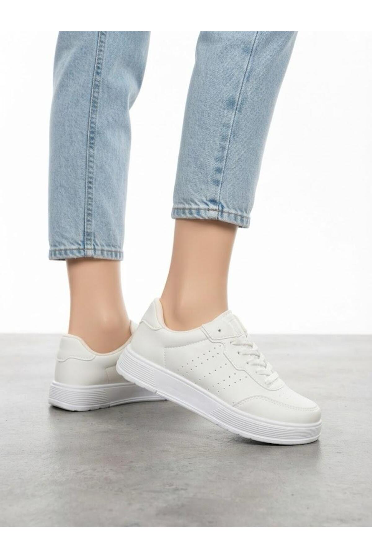 Lütfi Women's White Sneaker Daily Orthopedic Sole Walking Sports Shoes