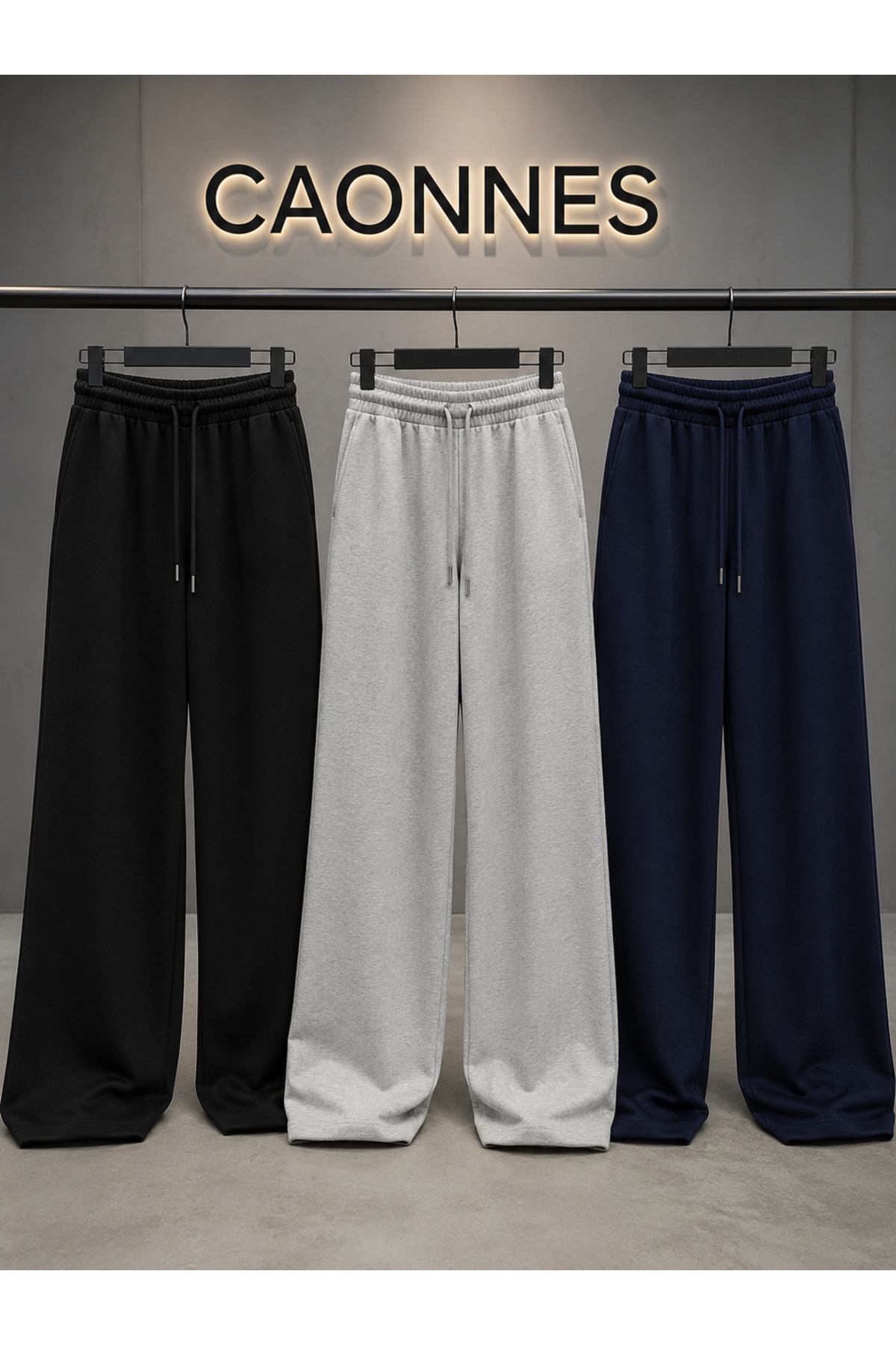 CAONNES 3-Piece Seasonal Sweatpants (Black-Grey-Navy Blue) Basic Oversize Casual Comfortable Cut