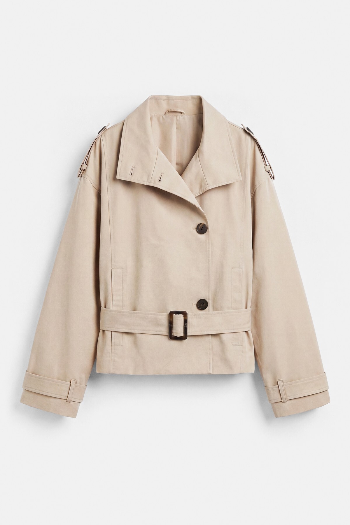 Pull & Bear Kuşaklı kısa trençkot görsel 7
