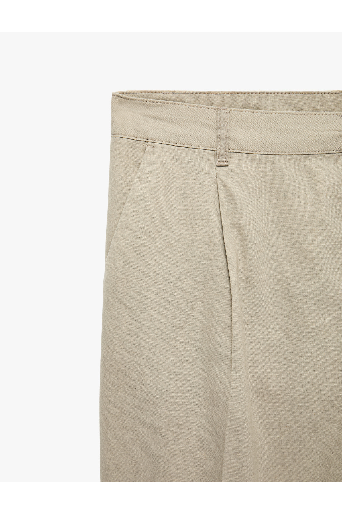 Regular Fit Cepli Pamuk Keten Karışımlı Pileli Pantolon — خاکستری 6SAM40142NW — تصویر 3 از 3