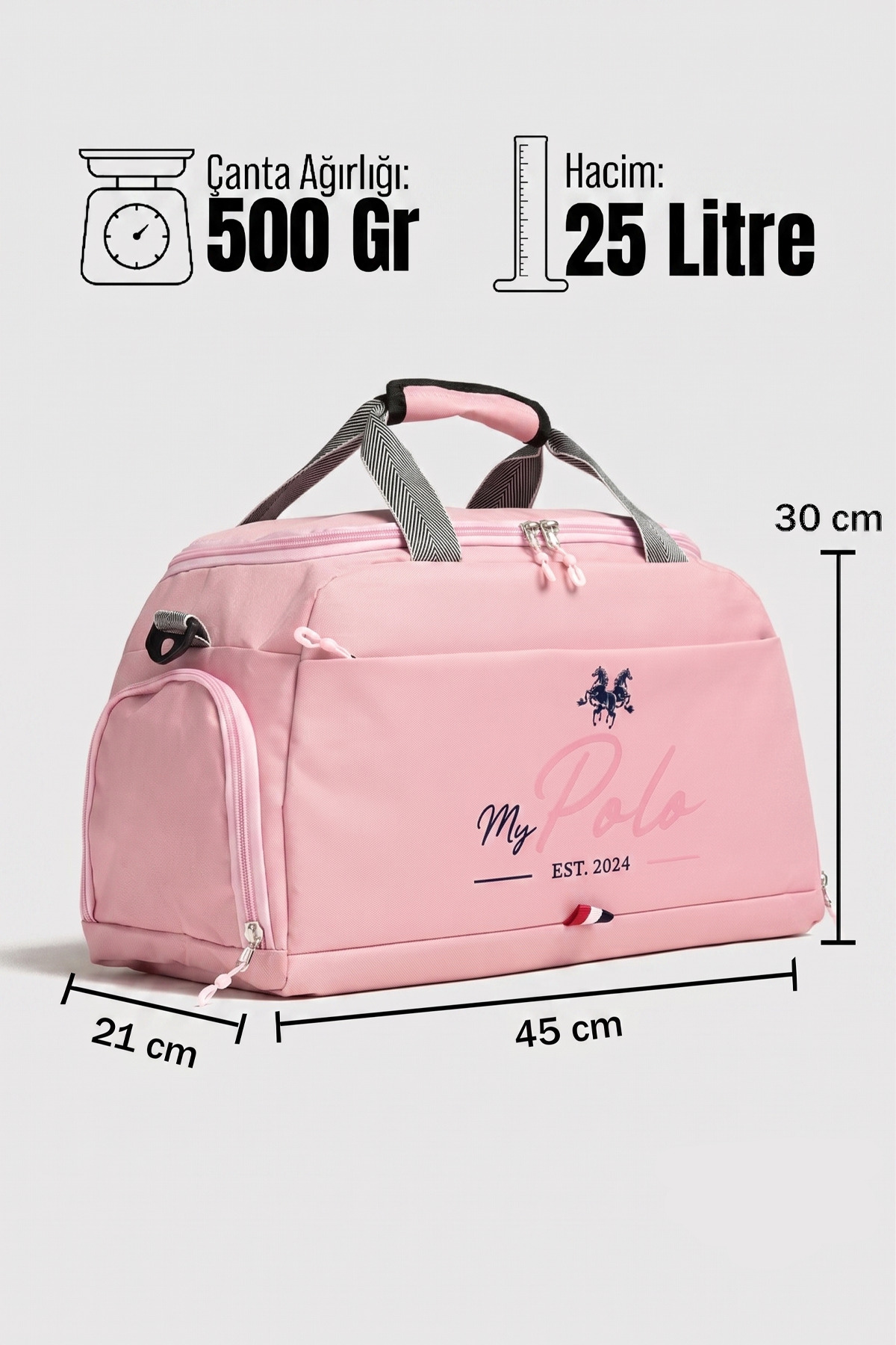 Mypolo Glide Ayakkabı Bölmeli Erkek, Kadın Spor Ve Seyahat Çantası 25 Litre Hafif El Valizi görsel 6