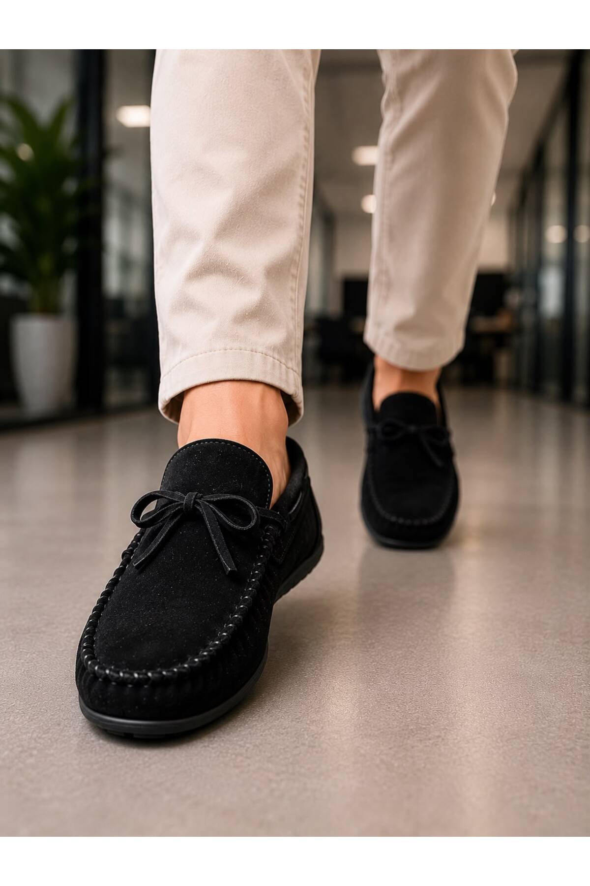ROYSHOES Erkek Rok siyah deri loafer ayakkabı