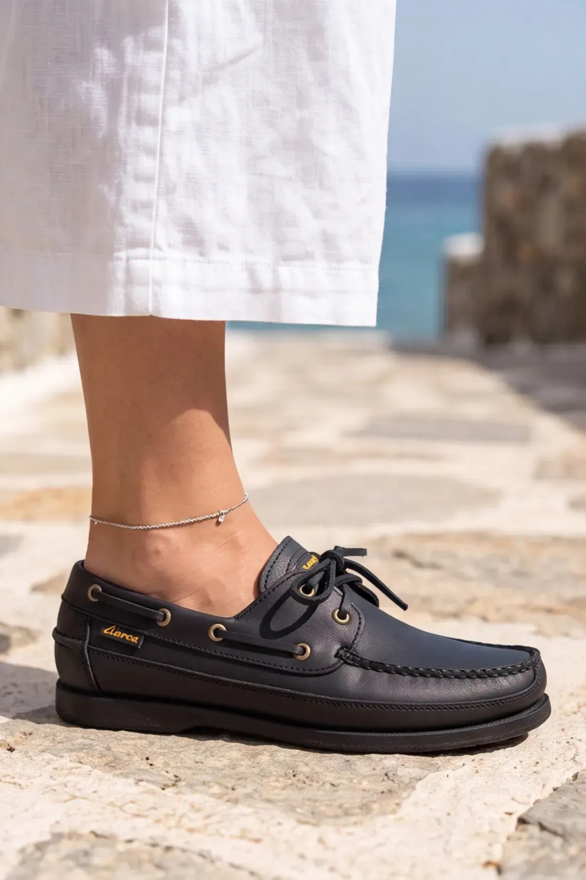 Liarca Blue Boy Marina, Siyah Hakiki Deri Lüks Erkek Tekne Ayakkabısı, Makosen, Loafer ve Casuall Ayakkab görsel 7
