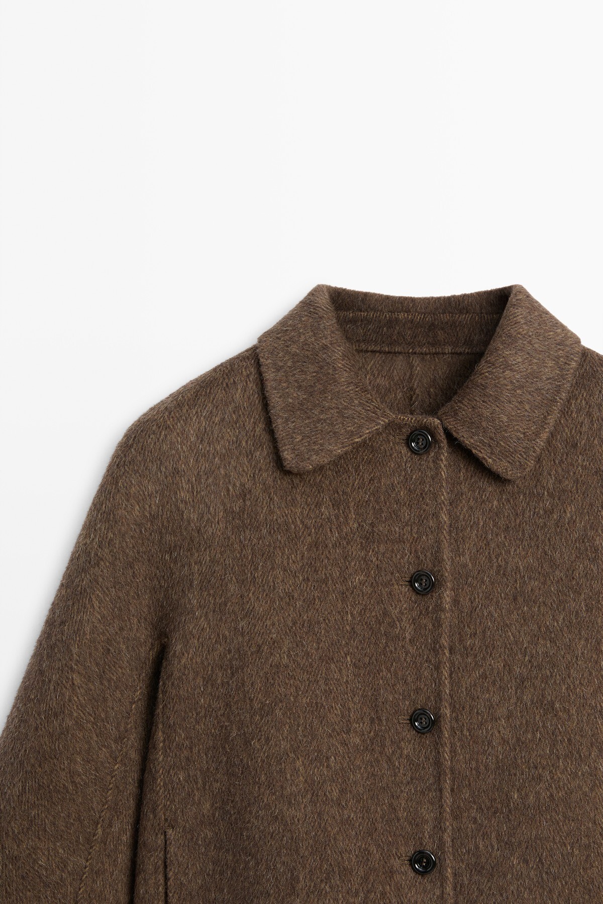 Massimo Dutti Düğme detaylı kısa kaban görsel 6