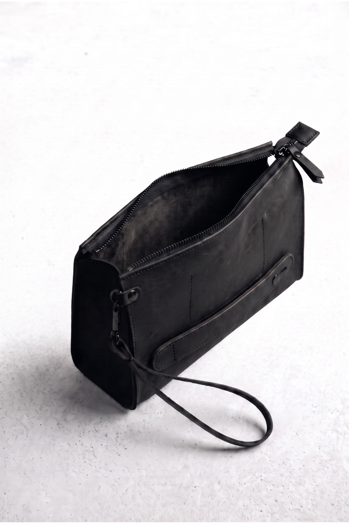 BeeBlack Hakiki Deri Organizer TİTAN Model El Çantası- Crazy Günlük El Taşıma Çantası görsel 2