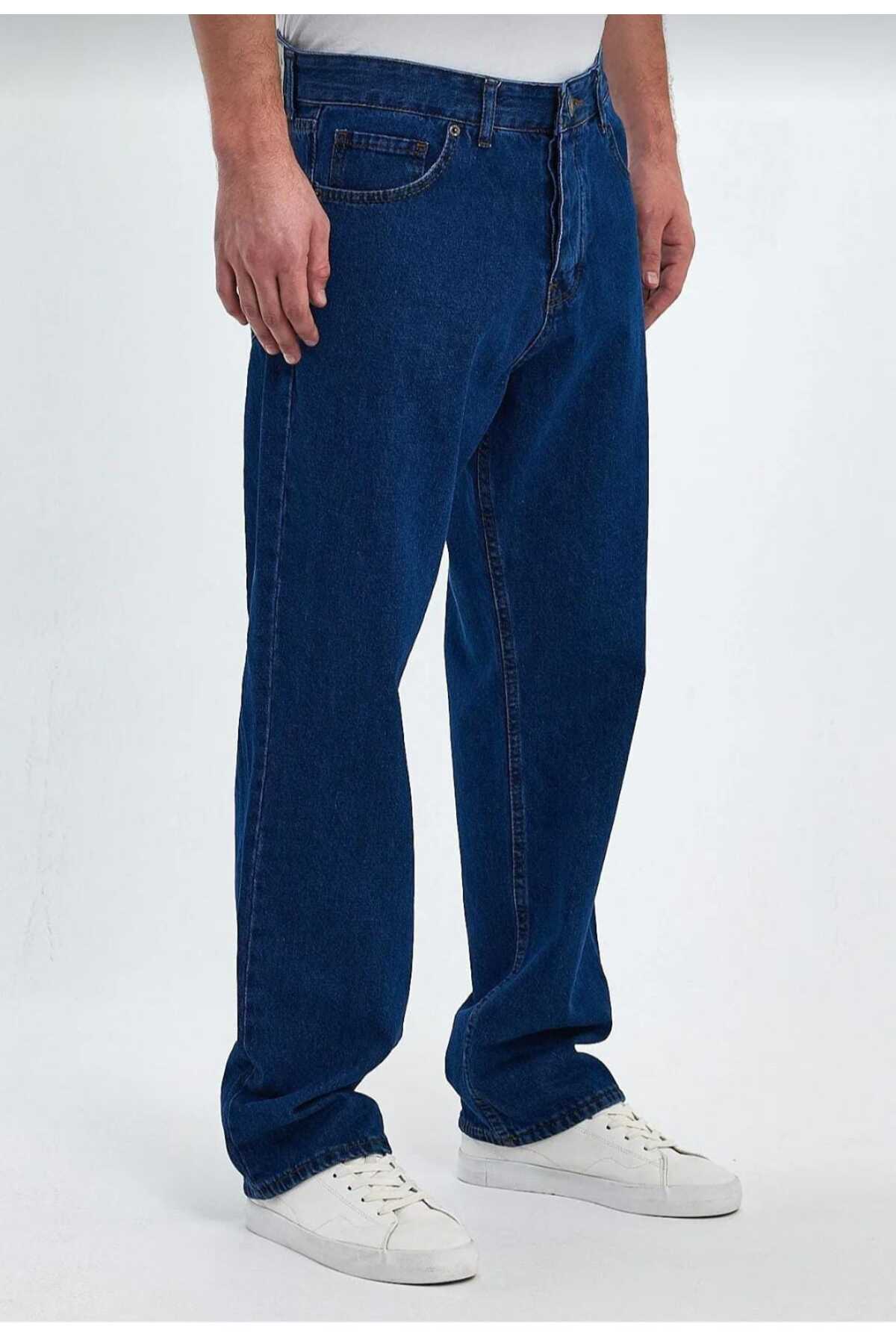 KING SEZAR Erkek Regular Fit Boru Paça Denim Jeans Kot Pantolon Erkek Kot Pantolon görsel 3