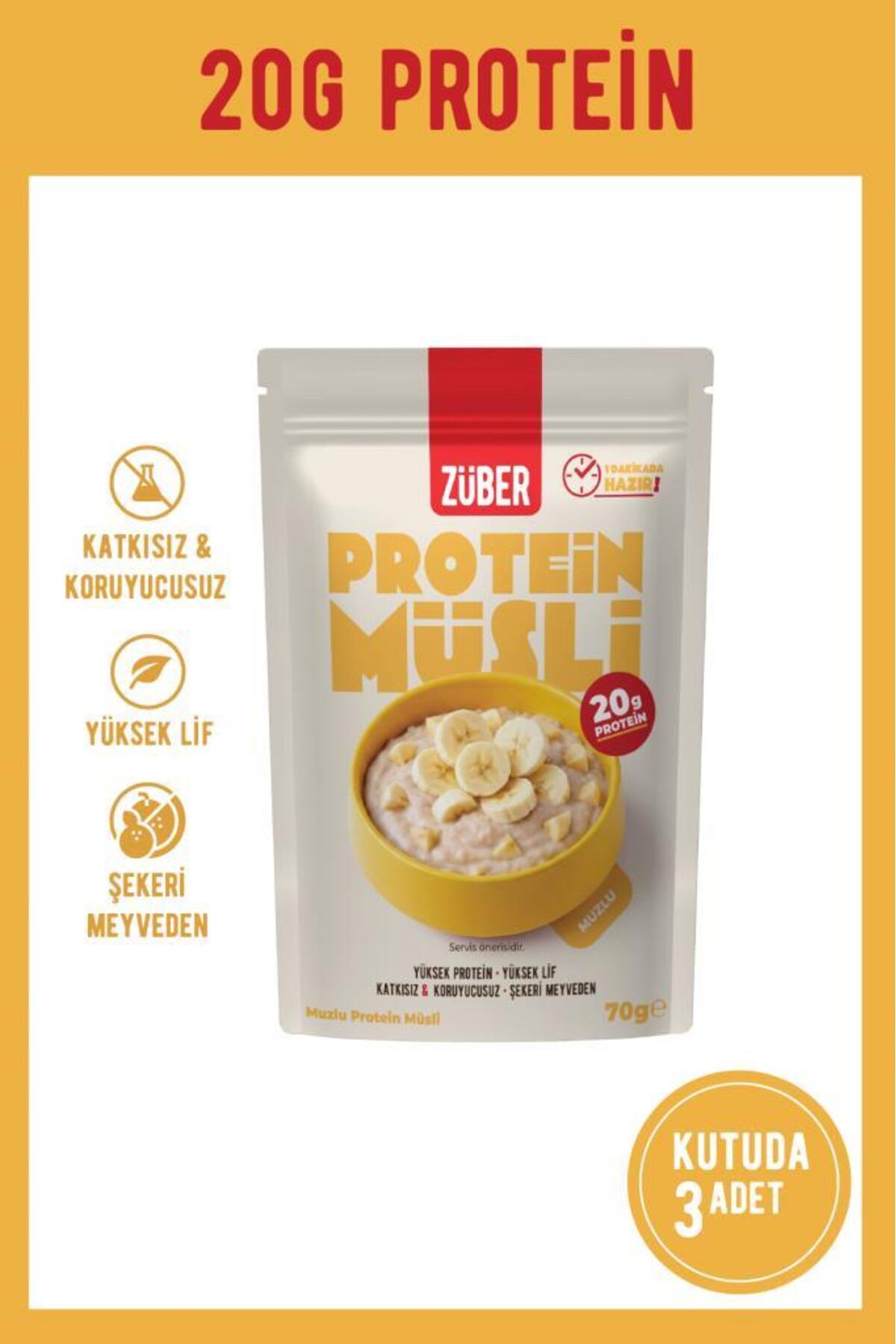 Züber Muzlu Yulaflı Protein Müsli 70G (20G Protein) x 3 Adet