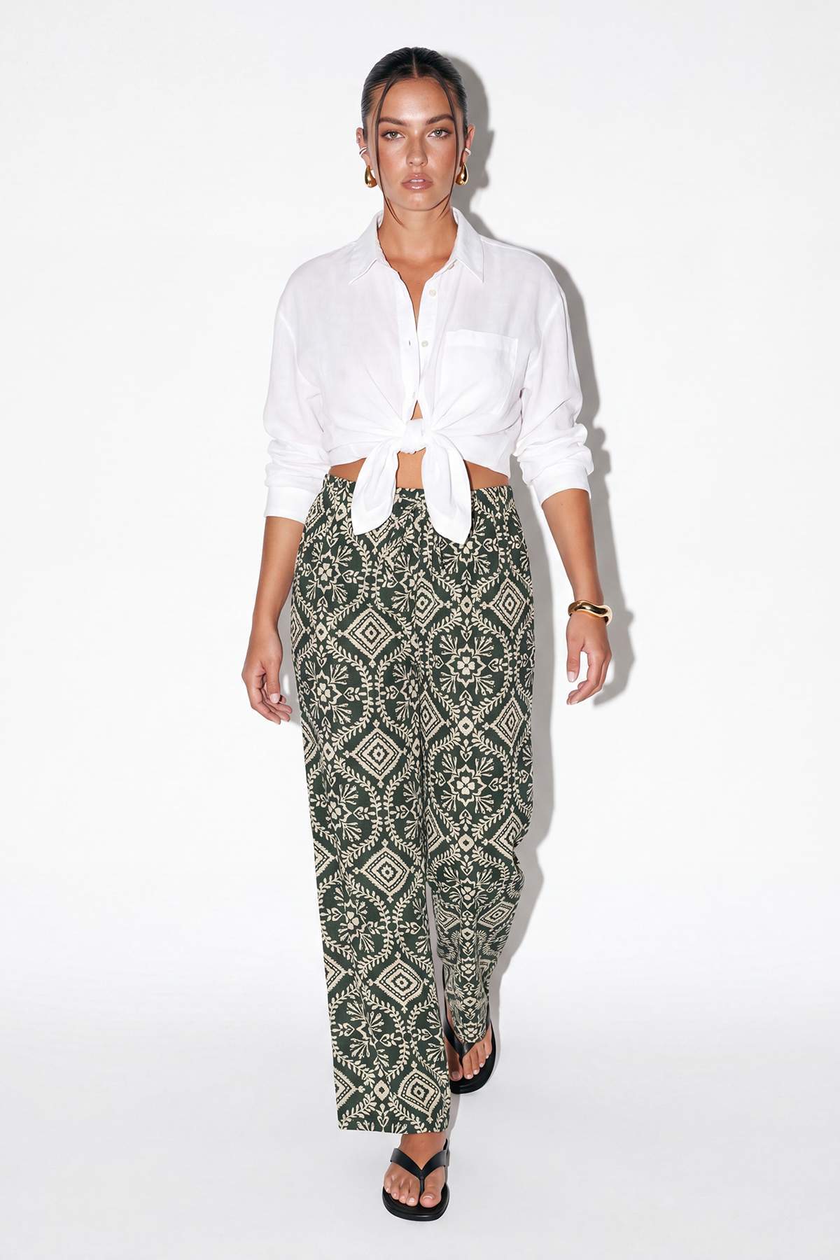 Drop by Trendyolmilla Yeşil Rahat Kalıp Desenli Pantolon TDRSS26PL00044