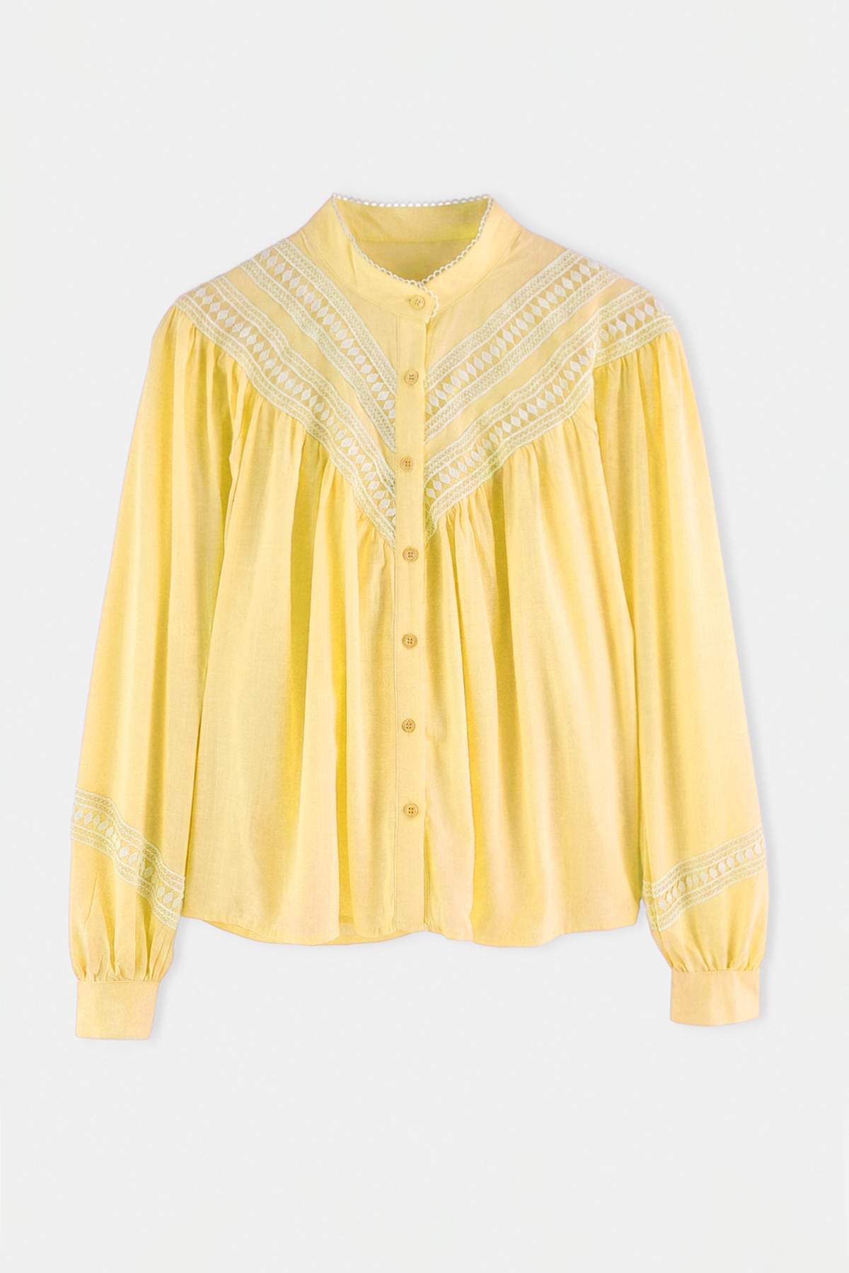 Trendyolmilla Sarı Dantel Detaylı Boho Gömlek TWOAW27GO00032