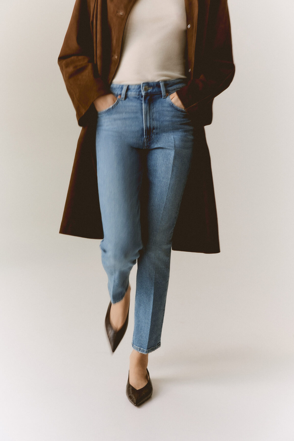 H&M Slim Straight High Ankle Jeans görsel 2