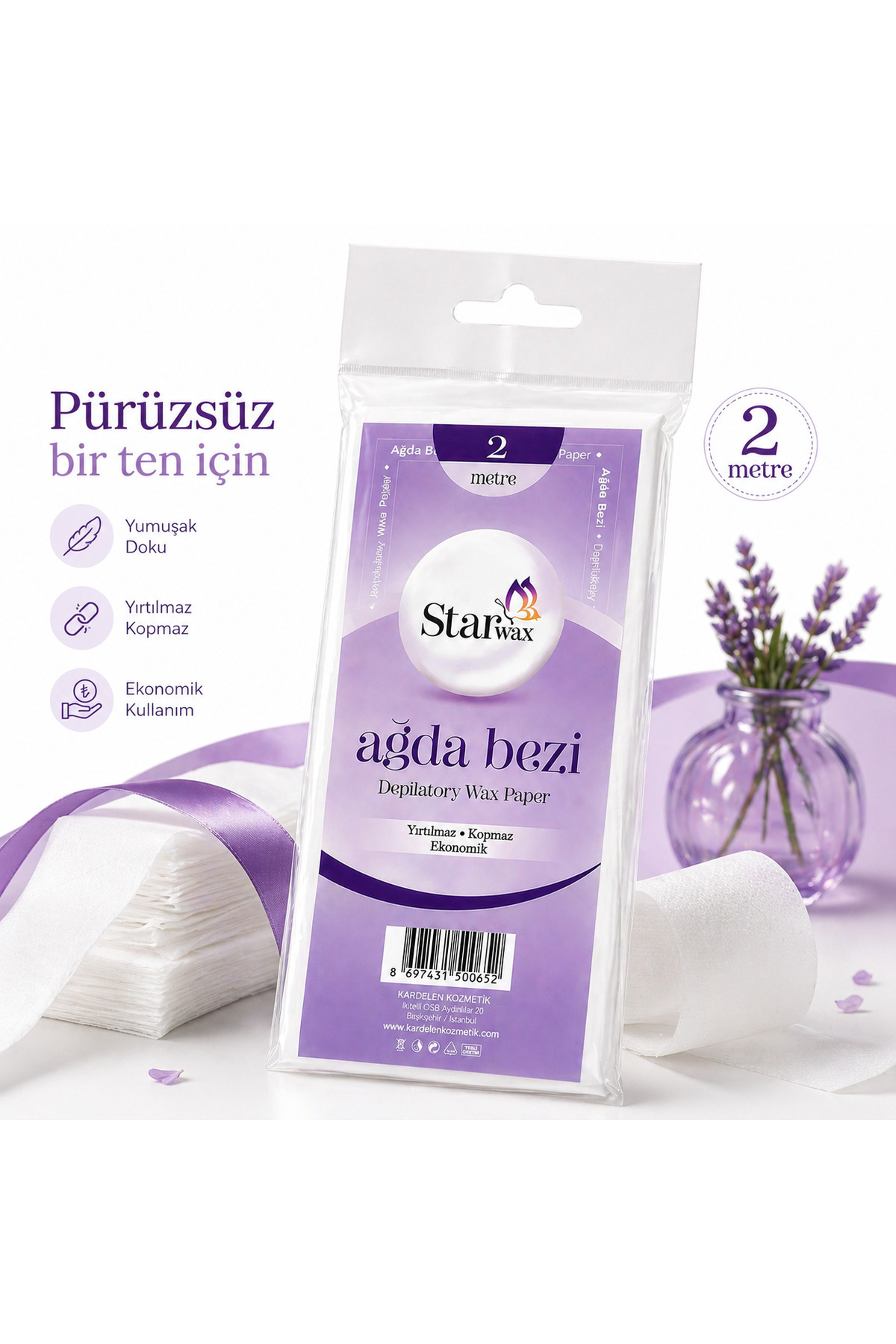Ağda Bezi 2 Metre Nonwoven | Kopmaz Dayanıklı Sir Ağda Bezi — KAR37KOZ — تصویر 3 از 4