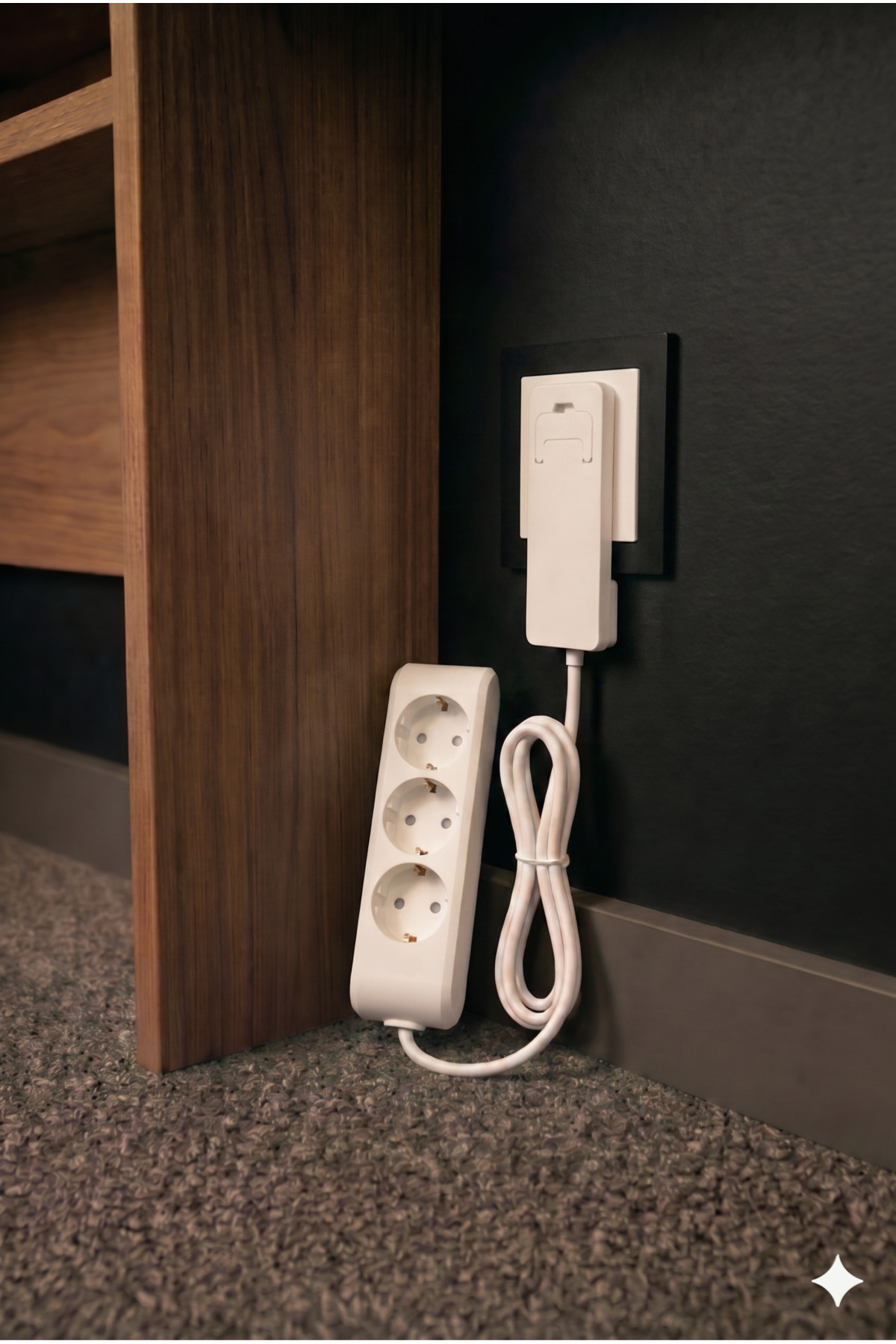 Ultra Thin Plug Extension Cable 3-Piece (1.5M) Stylish And Practical Solution For Narrow Spaces!