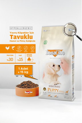 BonaCibo Puppy 15 Kg Tavuklu Ve Balıklı Yavru Köpek Maması