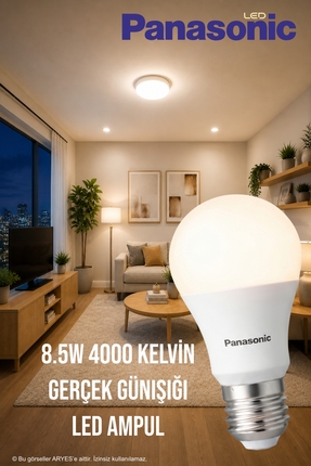 Aryes 8.5W LED Ampul E27 4000K Gün Işığı 860 Lümen – Göz Yormayan, Tasarruflu