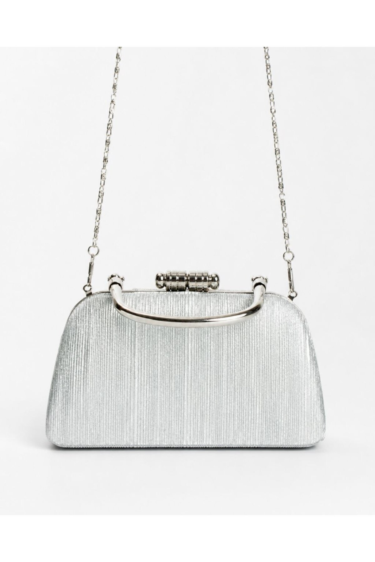 Women's Glitter Retention Detailed Chain Long Strap Evening Bag