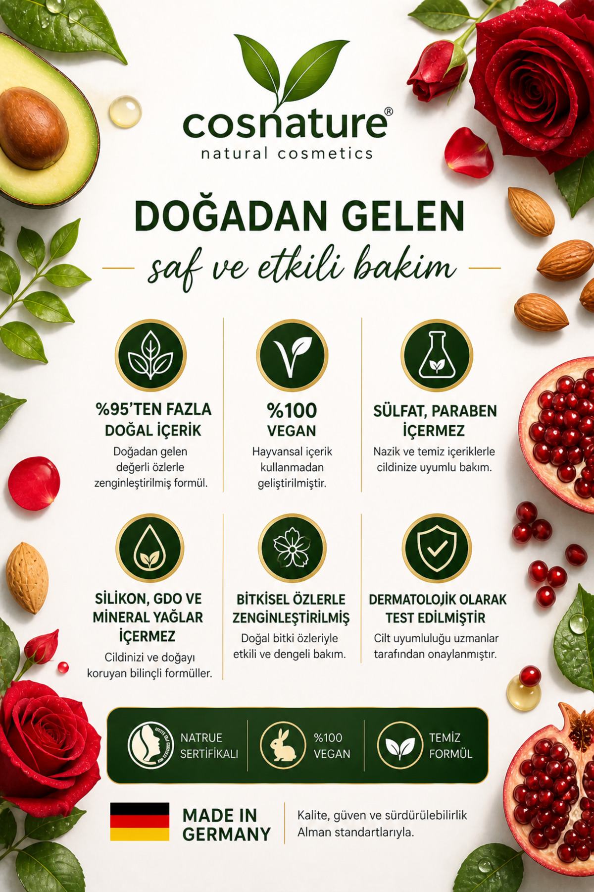 Avokado & Badem Özlü Organik Vegan Şampuan ve Saç Kremi İkili Set | Yıpranmış Saçlar İçin Besleyici Onarıcı Bakım | Doğal Bitkisel İçerikli Saç Bakım Seti | Parlaklık ve Yumuşaklık Destekleyici — 42603704358571990 — تصویر 4 از 6