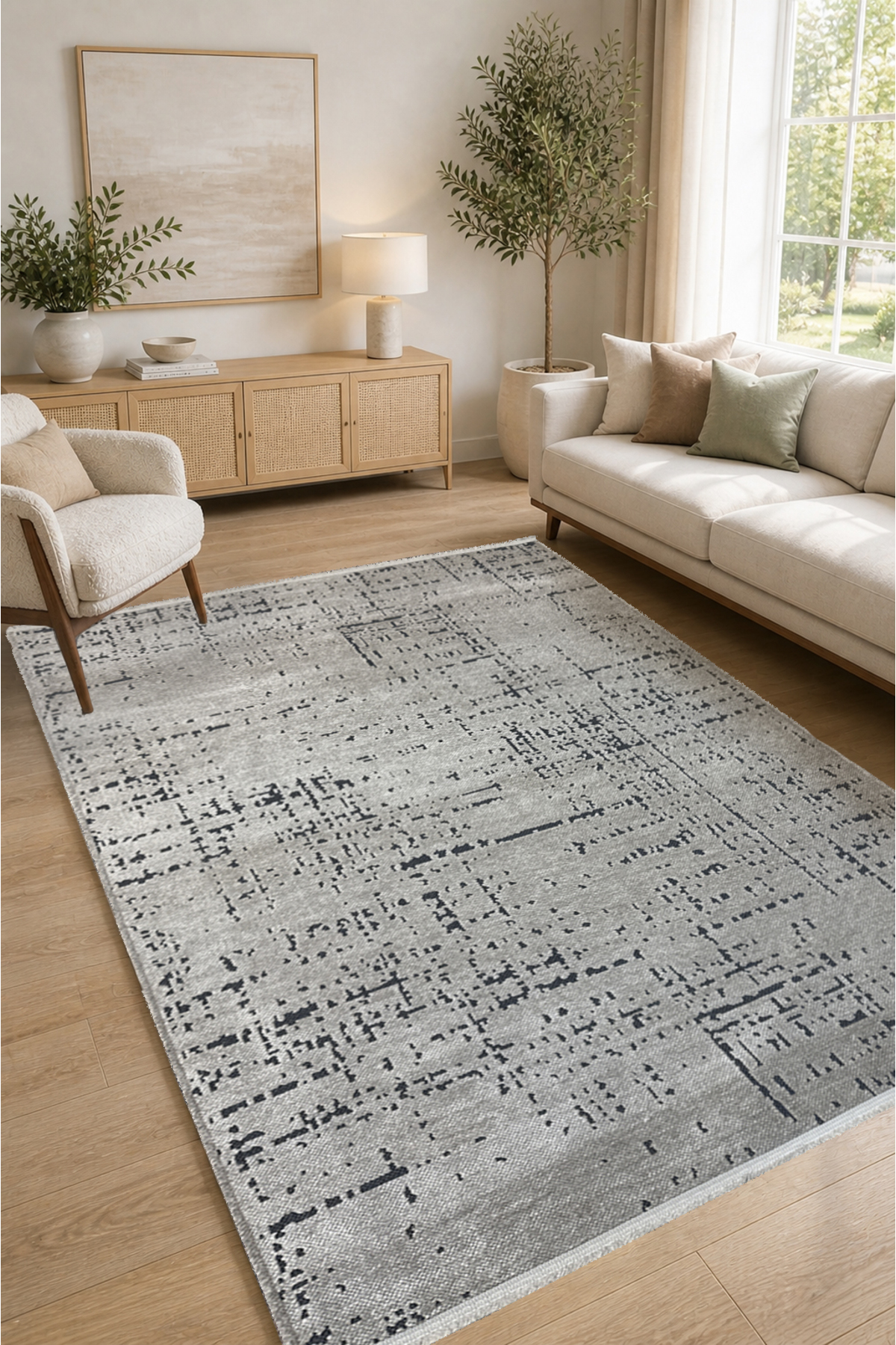 Chenille Non-Slip Machine Washable Stain Resistant Cutting Bohemian Rug Mink 2