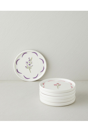 English Home Bliss Seramik 6'lı Pasta Seti 16 cm Renkli