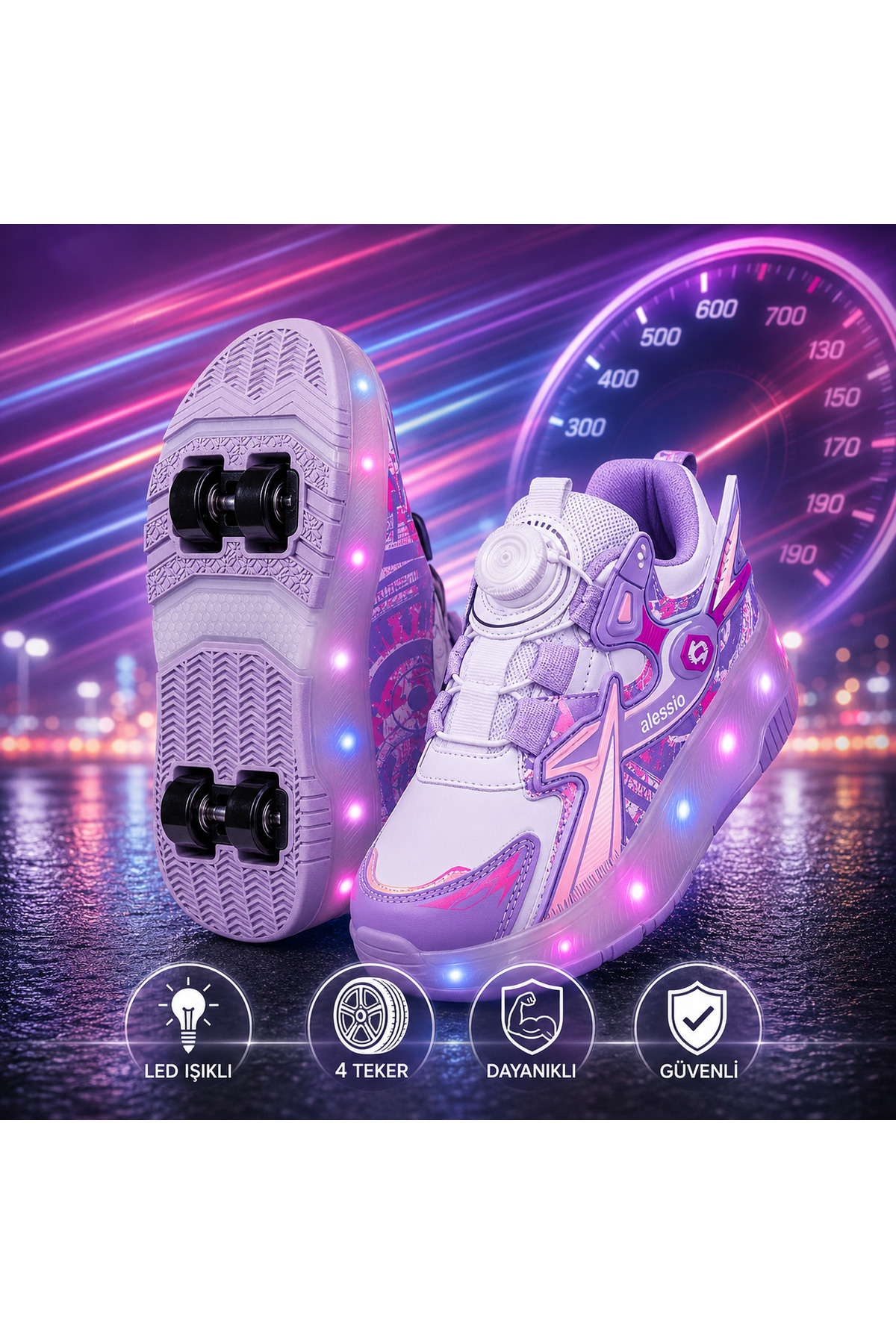 cojiskywalker様 ZACOZ Patenli Işıklı 4 Tekerlekli LED Spor Ayakkabı Sneaker