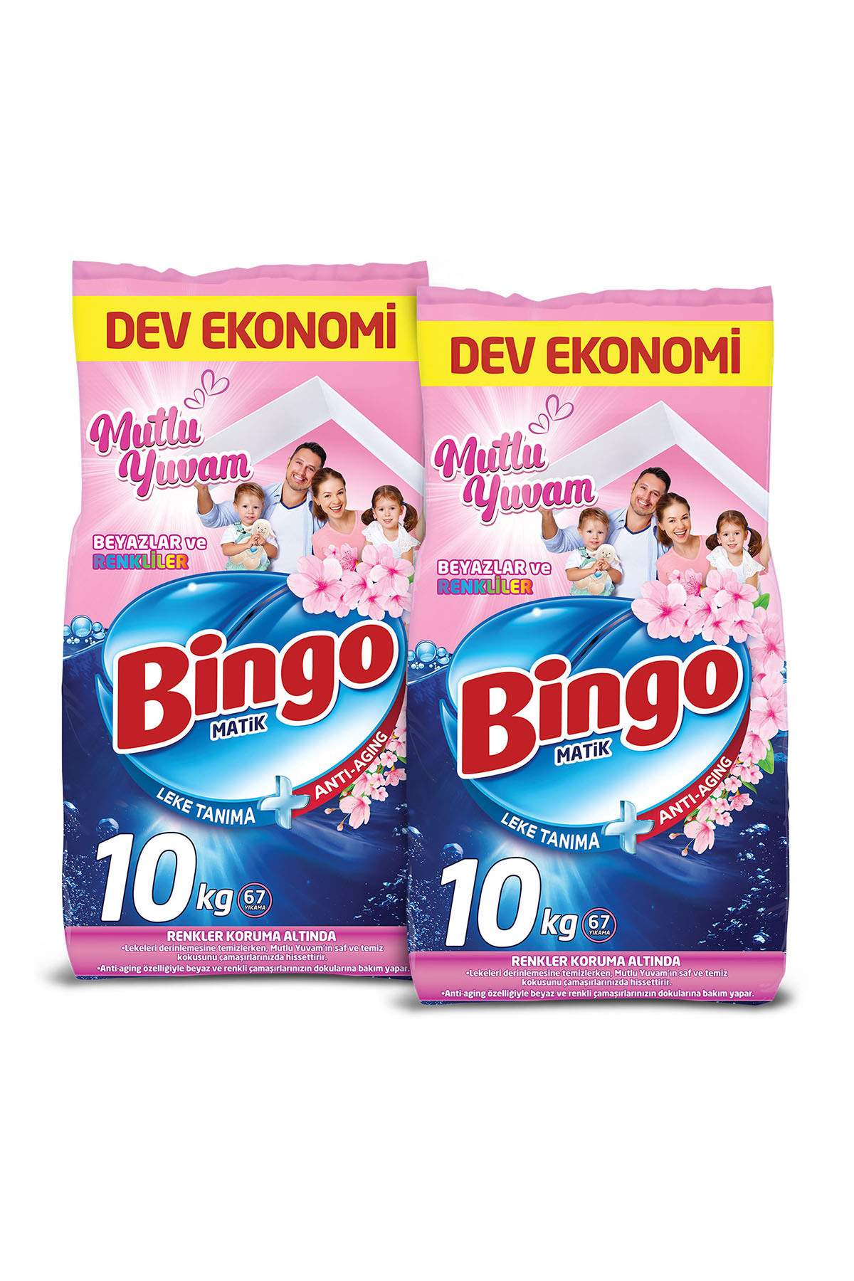 Bingo Matik 10 kg Mutlu Yuvam Beyazlar Renkliler + Alo 10 KG Kar Çiçeği Toz