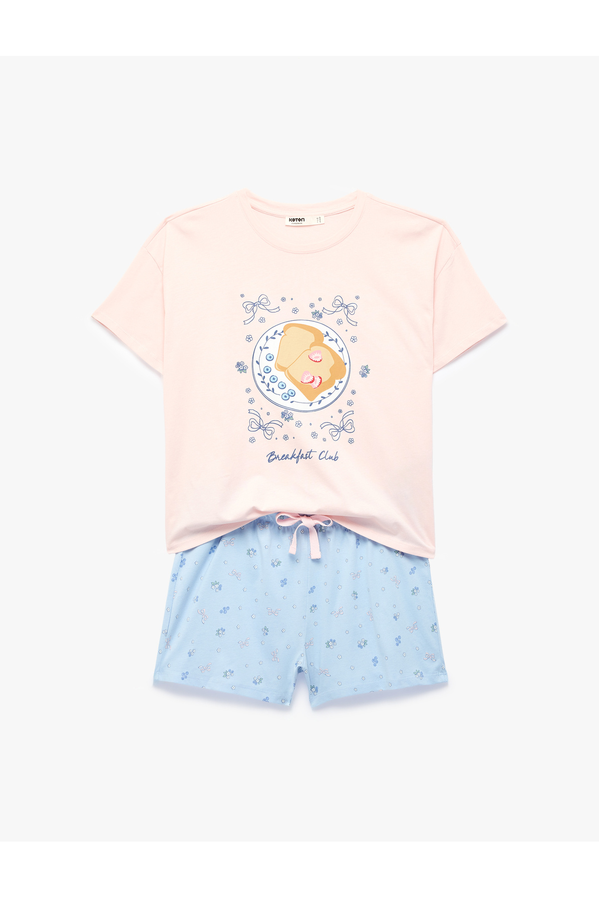 Koton Rahat Kesim Baskılı Pamuklu Şortlu Pijama Takımı görsel 3