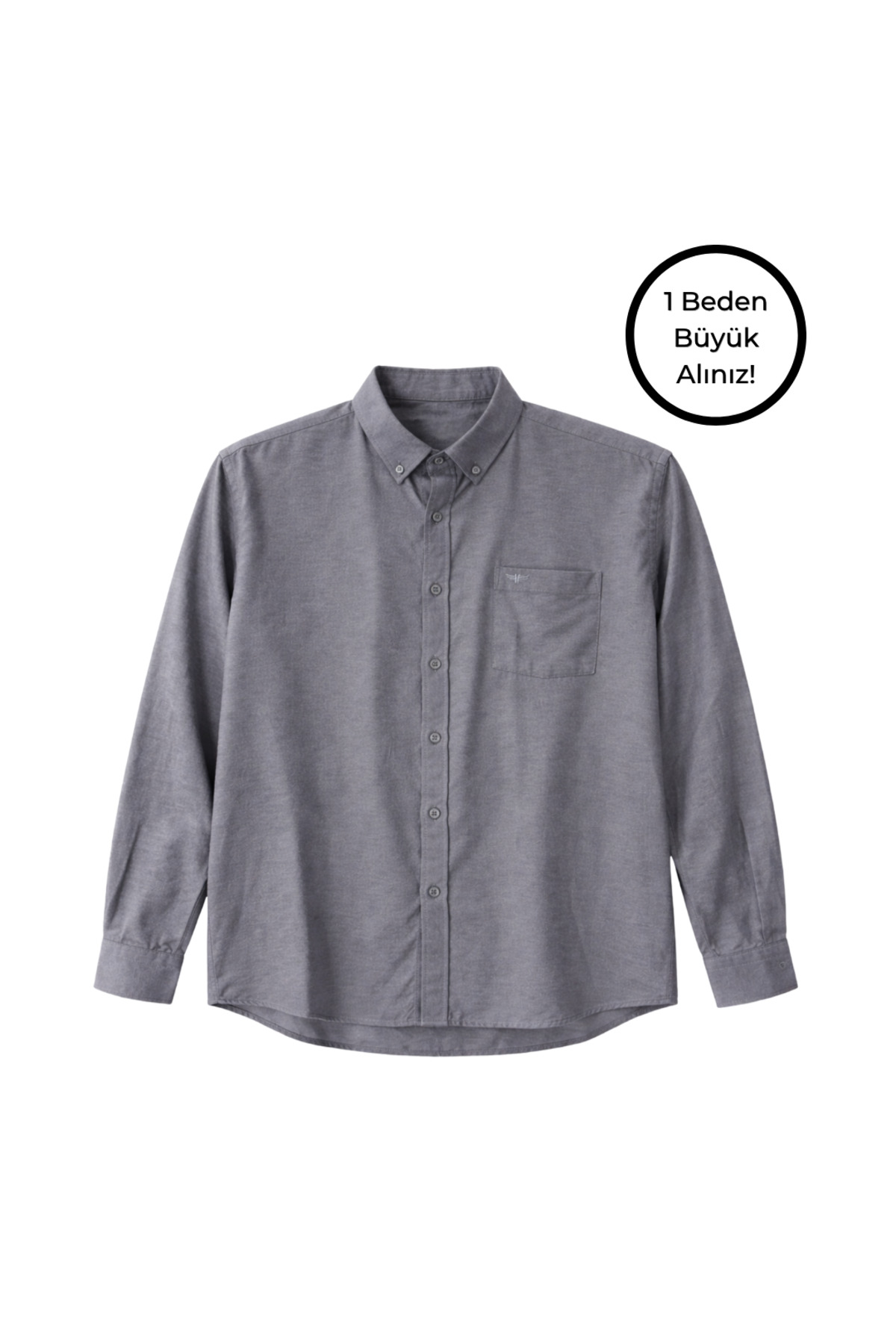 BattalModa Erkek Büyük Beden Füme Uzun Kollu Gömlek 3XL-4XL-5XL-6XL görsel 4