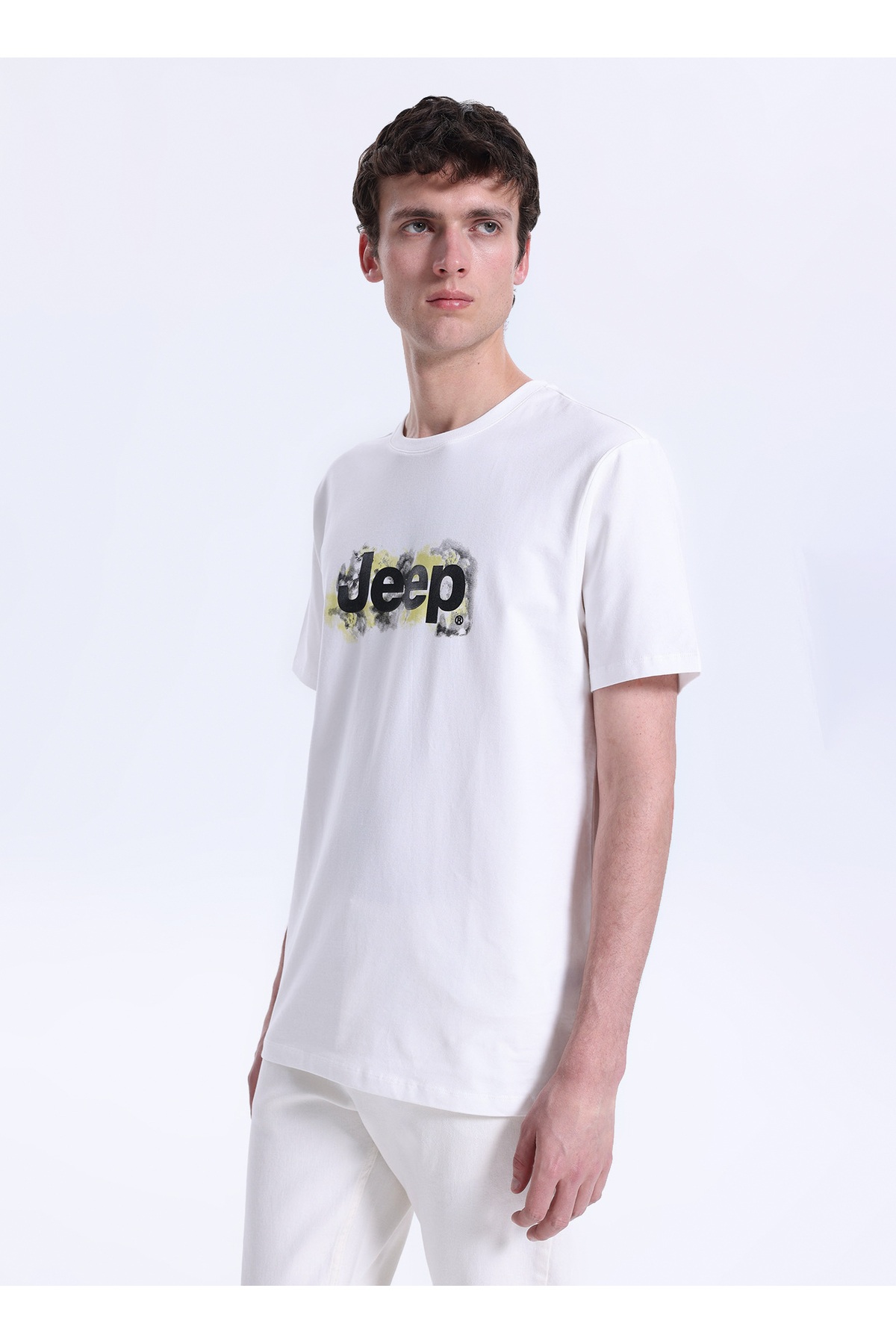 Jeep Kırık Beyaz Erkek Relaxed Baskılı T-Shirt J6SM-TST7323