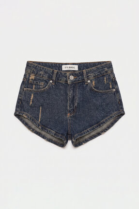 it's basic Kadın Koyu Kot 11s6 Süper Mini %100 Koton Denim Şort
