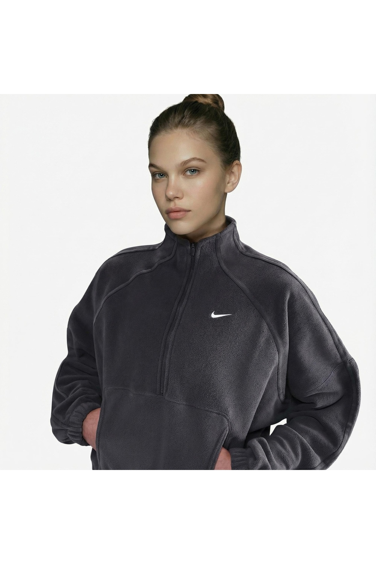 Nike Sportswear Therma-Fit Half-Zip Polar OVERSIZE Kadın Sweatshirt-SPORTXSTORE görsel 3