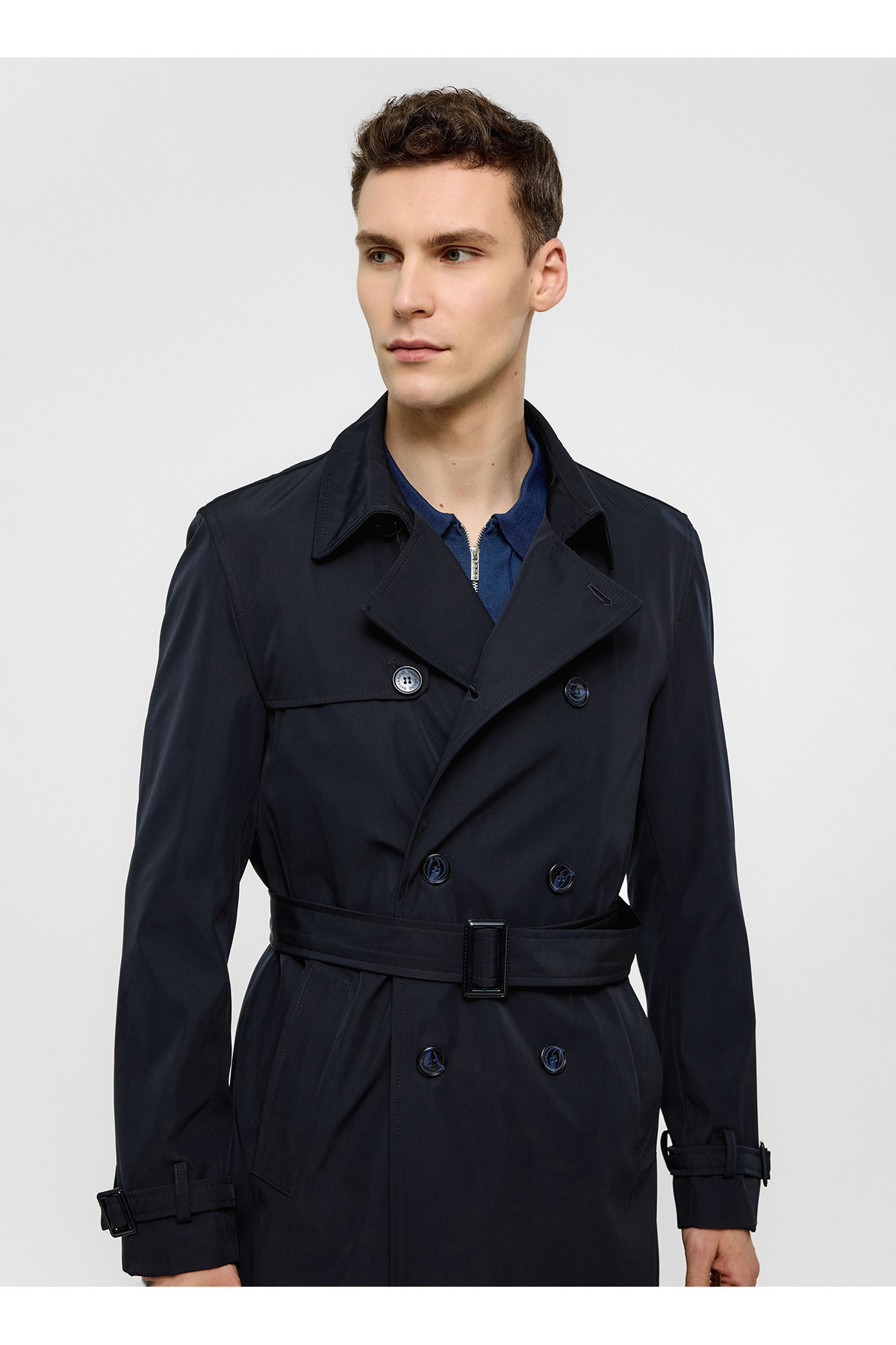 Back And Bond Lacivert Regular Fit Trençkot görsel 4