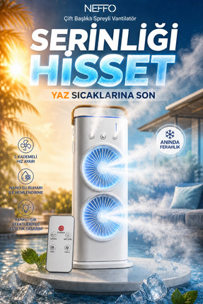 NEFFO Mini Taşınabilir Fan Klima | Taşınabilir Klima | Sulu Klima | Su Buharl...