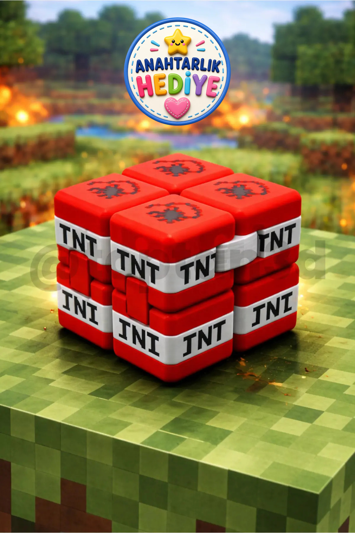 Minecraft Themed Fidget - Infinite Cube, Stress Cube, Minecraft (Keychain Gift)