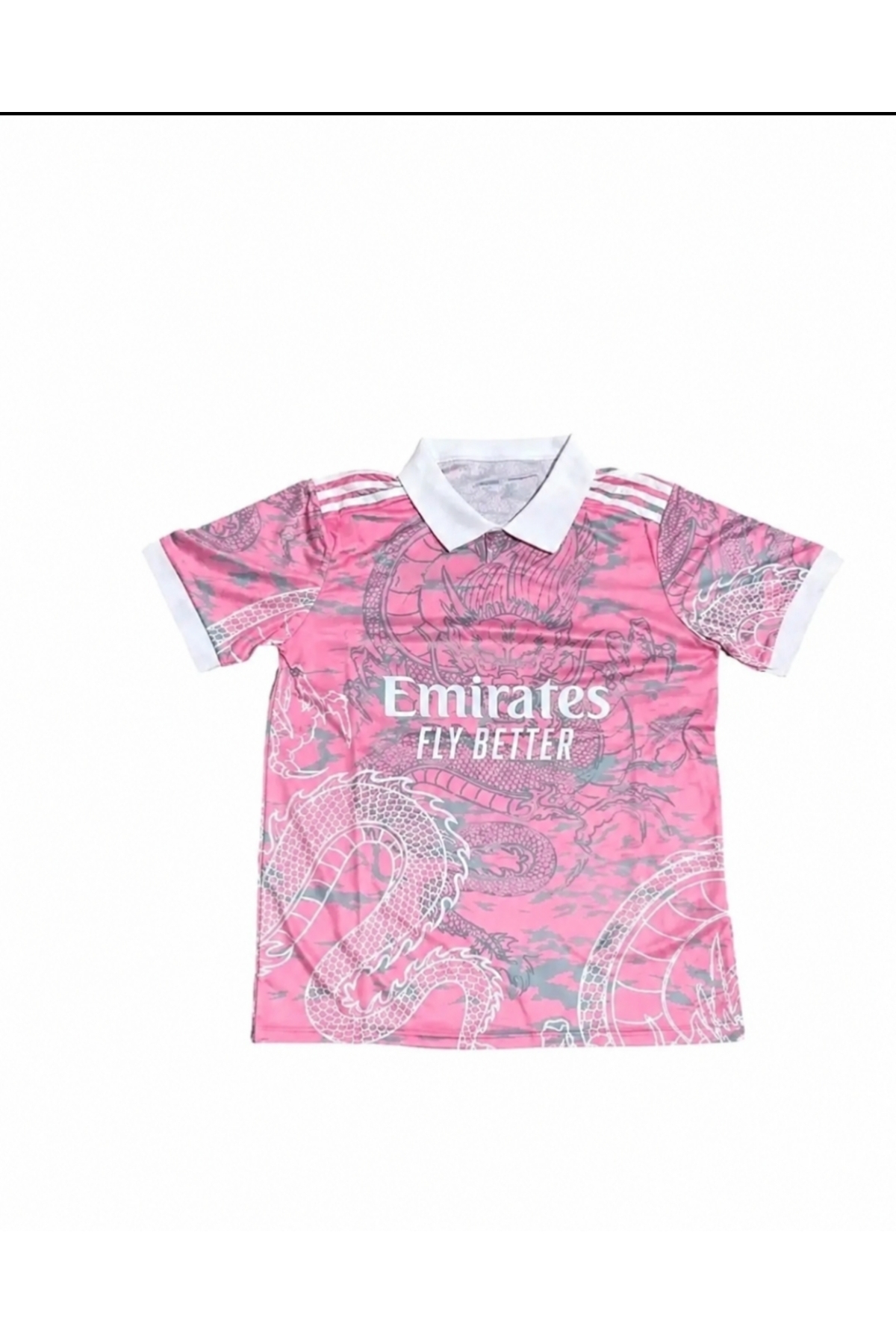 DEEFWEAR Unisex Dragon Desenli Polo Yaka Pembe Jersey